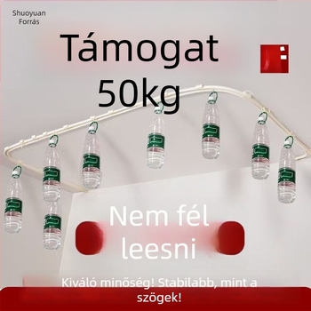Ágyfüggöny-rendszer, vasból készült konstrukció, felső ragasztós telepítés (fúrás nélkül), hajlékony U-alakú kialakítás nagy térhez, kétszintű háromajtós csúszó sín, kettős vezető sín