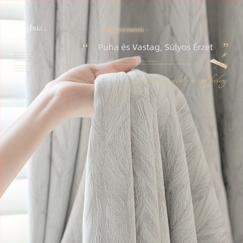 Francia stílusú Chenille Jacquard függöny 70–90% sötétítéssel, hálószoba és nappali számára, elegáns szürke árnyalat