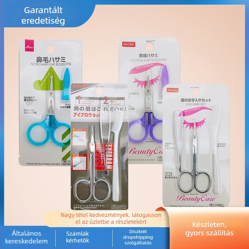 Daiso szemöldök eszköz készlet - rozsdamentes acél, szemöldök olló, fésű, szemöldök ecset, csipesz