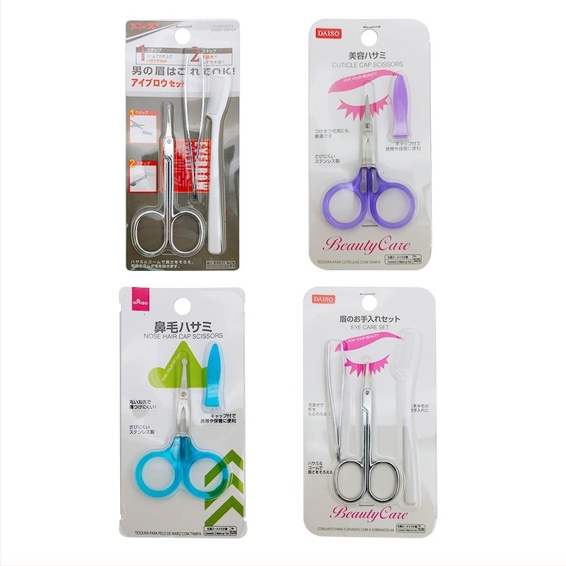Daiso szemöldök eszköz készlet - rozsdamentes acél, szemöldök olló, fésű, szemöldök ecset, csipesz