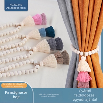 Függönycsat háromszínű bojt, poliészter szálak + mágnes, testreszabható, modern minimalist stílus