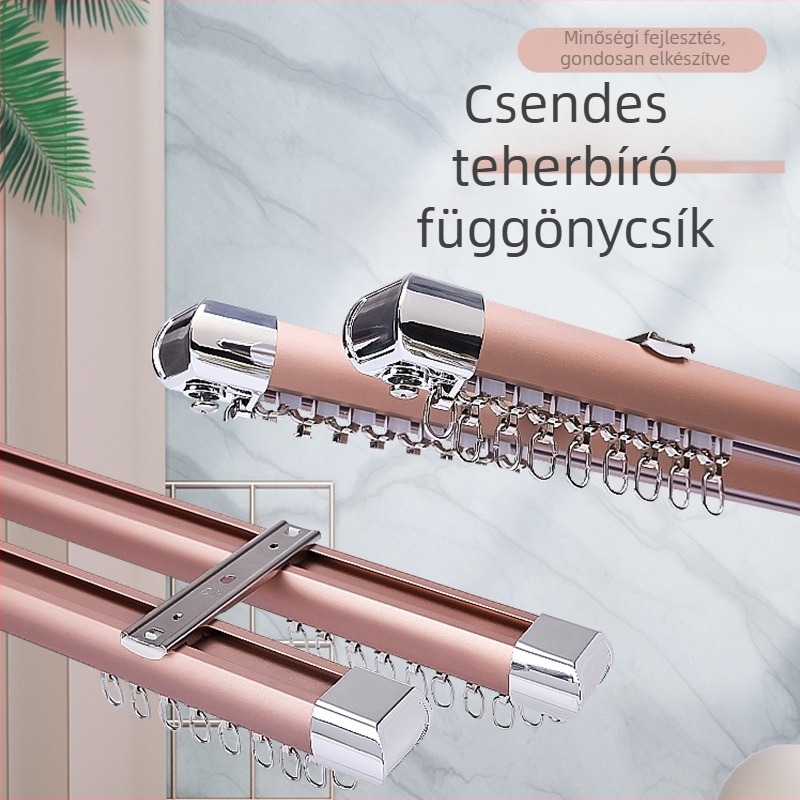 WGJSL Alumínium függöny sín görgővel, dupla sín, egyenes sín, oldal-felső szerelés, csendes működés