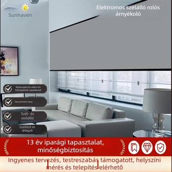 Elektromos szélálló roló ablakhoz – Beltéri roló, importált szövet, Márka Senhaiwen, Modell Senhai1218, Modern Minimalista Stílus