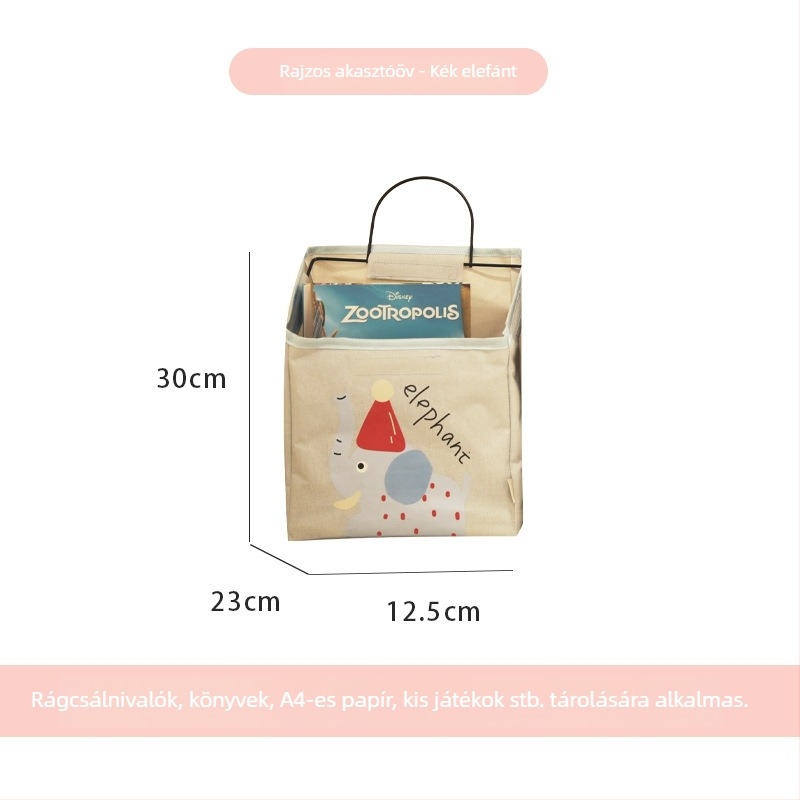 Falihoz rögzíthető textile tároló táska éjjeliszekrény polccal, modell S069860, többfunkciós rendező CD-khez, magazinokhoz, irodai kellékekhez és kozmetikumokhoz