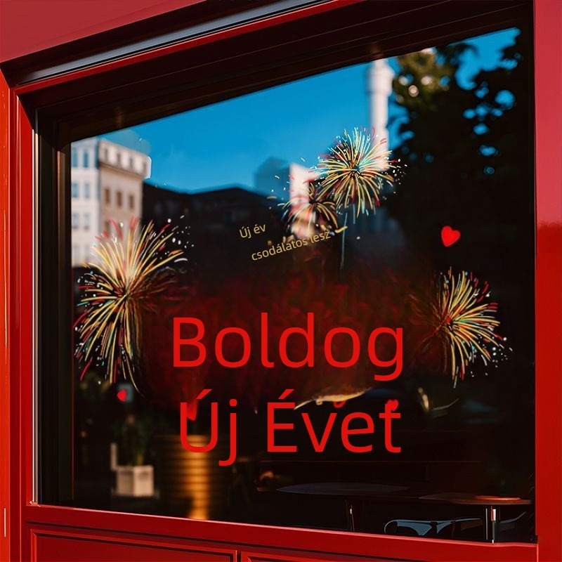 PVC ablaktartó matrica, statikus elektromosság nélküli dekoráció üvegajtókhoz és ablakokhoz; 2026 ló éve témájú tavaszi fesztivál; ideális vállalati vagy promóciós ajándék.