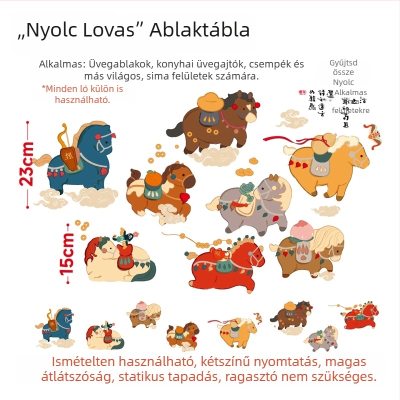 Statikus PVC ablak matricája Nyolc Ló motívummal HL0544Z üvegajtókhoz