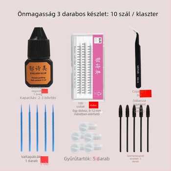 Kezdőknek szánt hamis szempillák készlet, önfelhelyező ragasztóval és természetes szempilla kiegészítő eszközökkel, Yu Shimei márka, nettó tartalom 5 g, csomagolás 100 darab