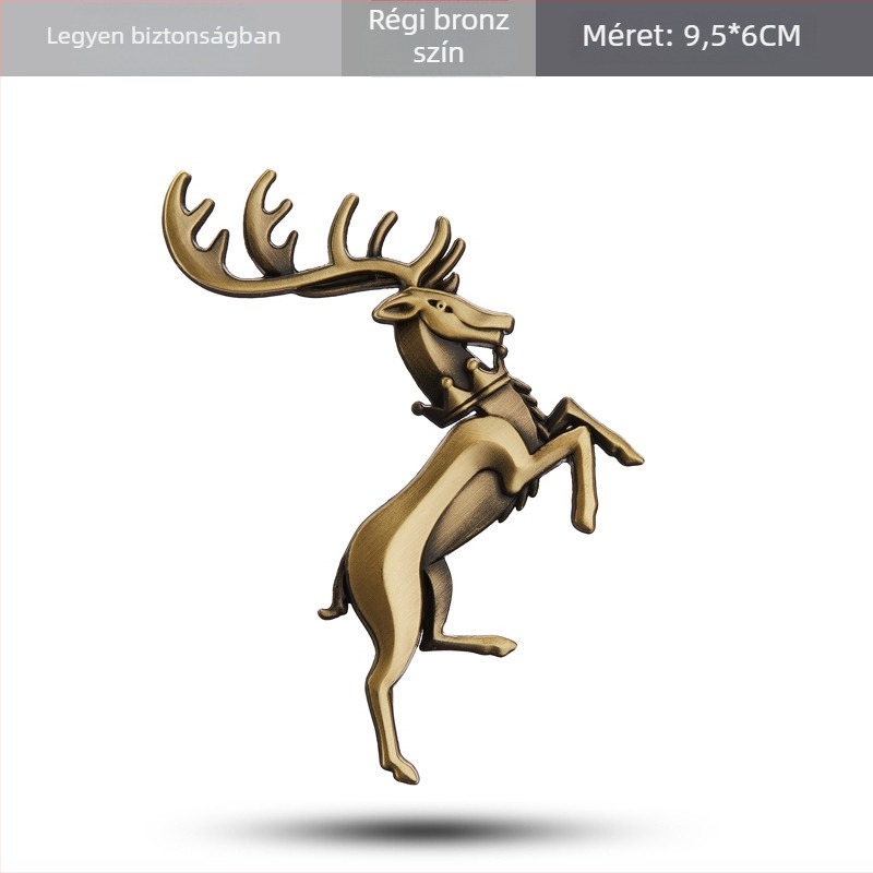 Autó-embléma, anyag: cinköntvény, minta: szarvas, telepítés ragasztóval