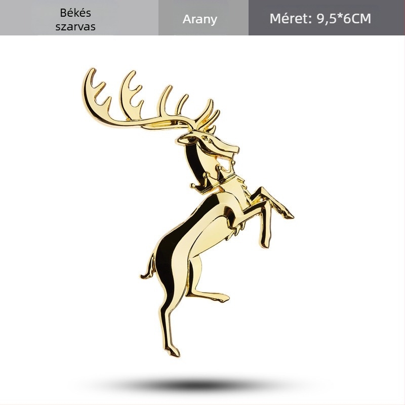 Autó-embléma, anyag: cinköntvény, minta: szarvas, telepítés ragasztóval