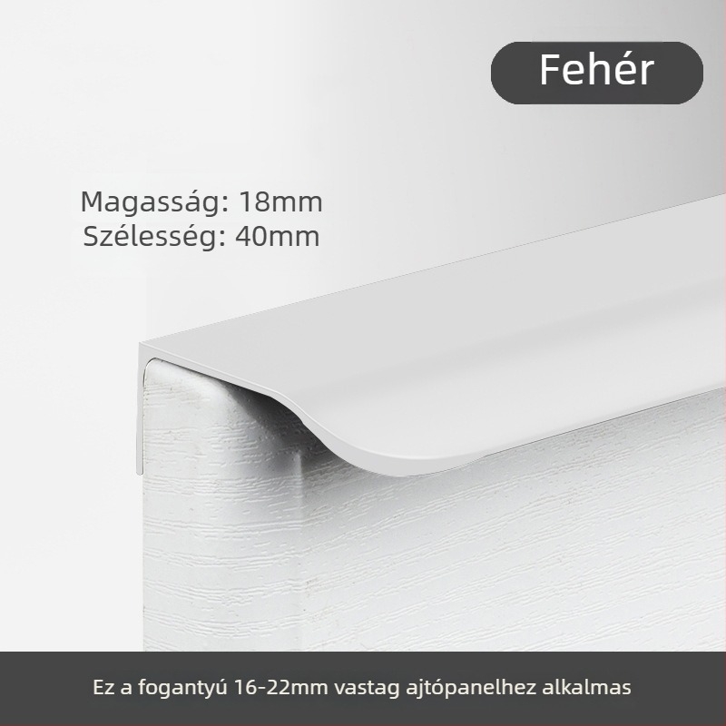 Kashuo rejtett szekrényfogó, lyukasztás nélkül, fekete hosszú élű csík, modern minimalista stílusú fogantyú