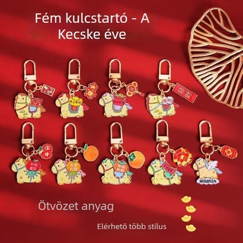 Fém kulcstartó ló évének karikatúra motívummal – külön csomagolás; alkalmas esküvőre, születésnapra, diplomaosztóra és új otthonra; üzleti és promóciós ajándékok; stílus nemzeti trend.