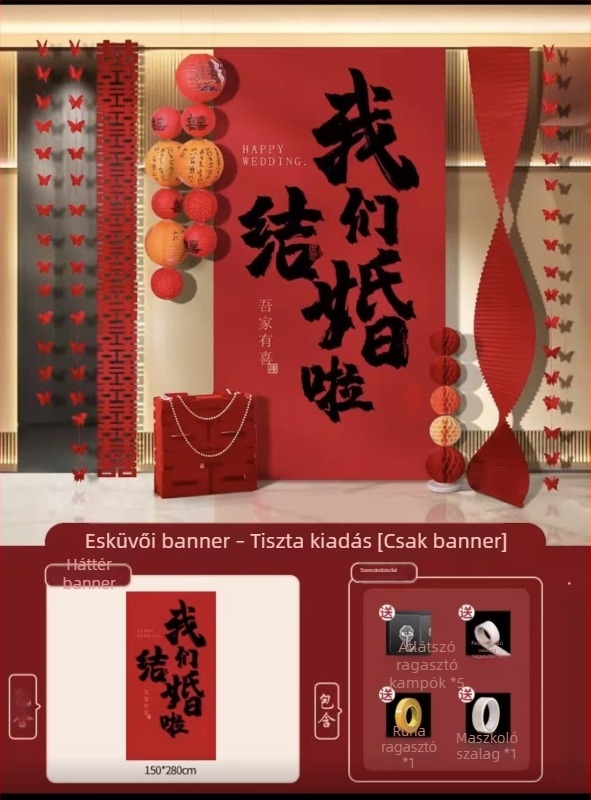 Esküvői textil hátteret tartalmazó szett faldekorációhoz és fotózáshoz