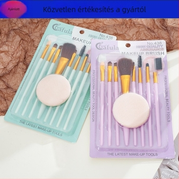 8 darabos sminkecsetkészlet nylon és szintetikus sörtékkel, műanyag nyelekkel, dobozos csomagolás