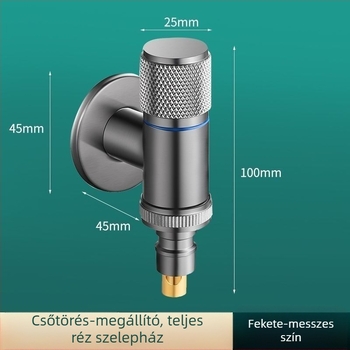 Rozsdamentes acélból készült falra szerelt mini mosógépsap kerámiadiszke szeleppel, spirál nyitás, modell 7555