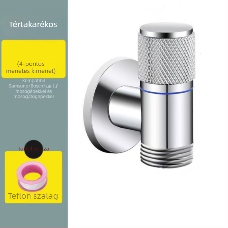 Rozsdamentes acélból készült falra szerelt mini mosógépsap kerámiadiszke szeleppel, spirál nyitás, modell 7555