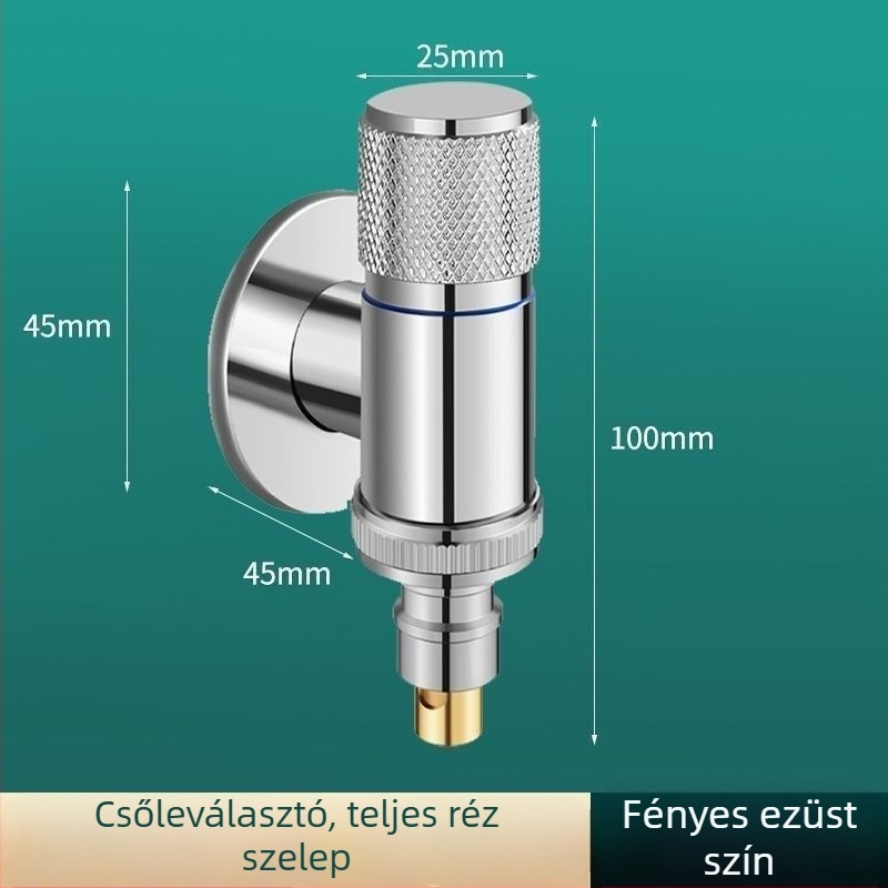 Rozsdamentes acélból készült falra szerelt mini mosógépsap kerámiadiszke szeleppel, spirál nyitás, modell 7555