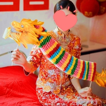 Xiaoling Papír kézben tartható rekvizit esküvőre sárkánytánccal, OPP zacskós csomagolás, kínai stílusú esküvői dekoráció