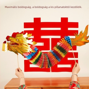 Xiaoling Papír kézben tartható rekvizit esküvőre sárkánytánccal, OPP zacskós csomagolás, kínai stílusú esküvői dekoráció