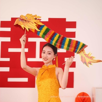 Xiaoling Papír kézben tartható rekvizit esküvőre sárkánytánccal, OPP zacskós csomagolás, kínai stílusú esküvői dekoráció