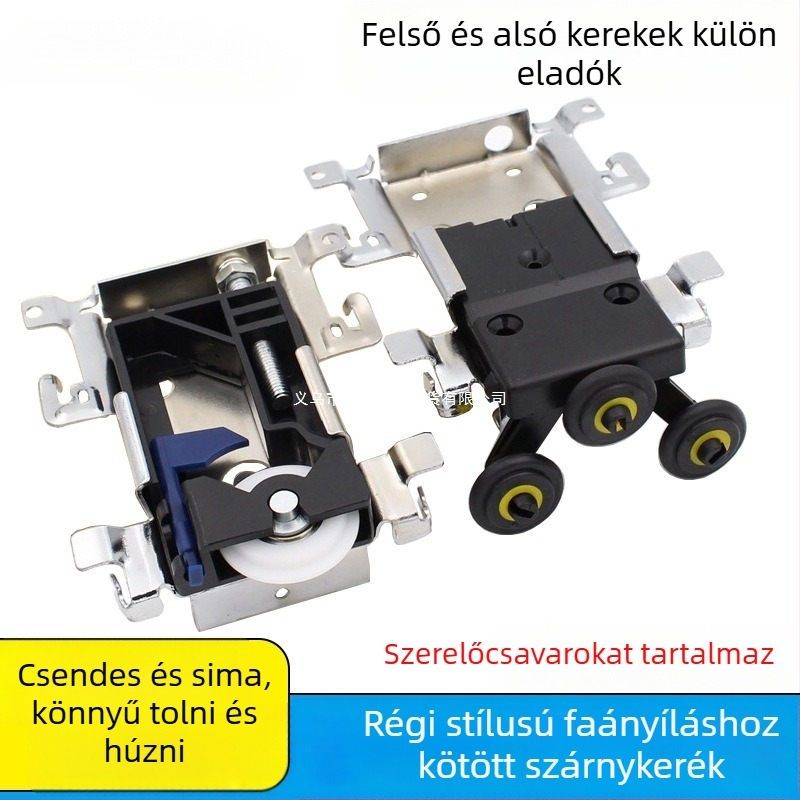 Fából készült csúszó ajtó görgő gardróbhoz és faliszekrényhez – padló görgő és oldalsó montázs alkatrészek