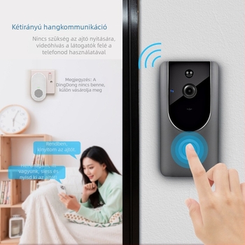 DDV-104 ajtó videó csengő, 2K HD éjjellátás, kétirányú beszélgetés, PIR mozgásérzékelés, akkumulátor/tápellátás