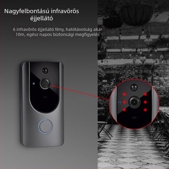 DDV-104 ajtó videó csengő, 2K HD éjjellátás, kétirányú beszélgetés, PIR mozgásérzékelés, akkumulátor/tápellátás