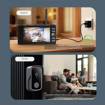 Okos videó ajtócsengő, vezeték nélküli kétirányú videóinterkom, 1080P HD éjszakai látás, 4 mm objektív, mozgásérzékelés, beltéri és kültéri használatra