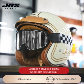 Retro félfejes motorkerékpár sisak – ABS, vintage stílus, DOT és 3C tanúsítvány, felnőtteknek, minden évszakban