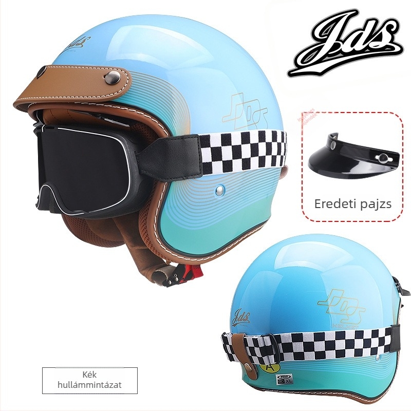 Retro félfejes motorkerékpár sisak – ABS, vintage stílus, DOT és 3C tanúsítvány, felnőtteknek, minden évszakban