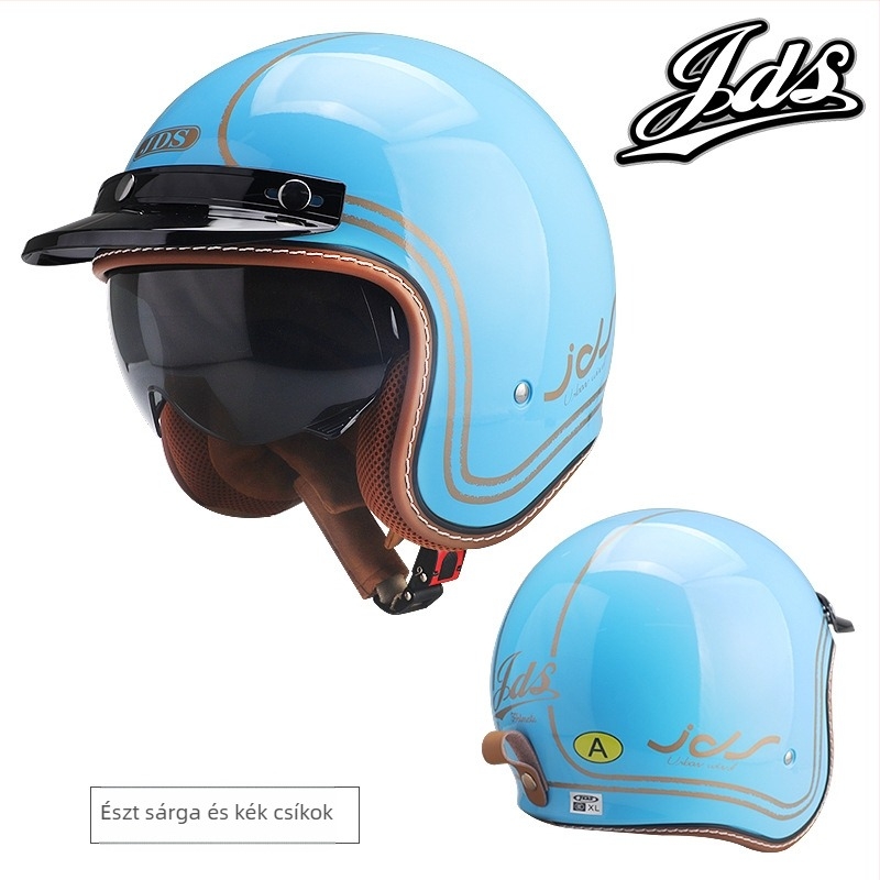 Retro félfejes motorkerékpár sisak – ABS, vintage stílus, DOT és 3C tanúsítvány, felnőtteknek, minden évszakban