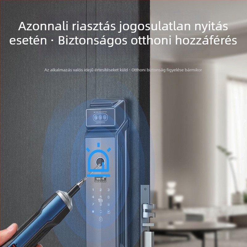 Okos zár 3D arcfelismeréssel, hozzáférés ujjlenyomat-alapú (300 minta), vizuális kukucskáló interkom, vízálló, távoli feloldás — S1 modell
