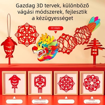 DIY Papír Kivágó Készlet Újévhez: Tizenkét Zodiákus Jel, Gyermekeknek Szánt Tradicionális Vonalas Minták; Márka Yilu; Anyag: Papír; Csomagolás: Opp bag; Kategória: Ablakrács
