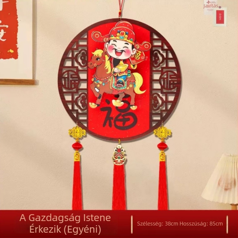 Fejét csóváló Bőség Istene figurája, kínai stílus, kézzel készített, flokált szövetből, nappali díszítés a Tavaszünnep idejére