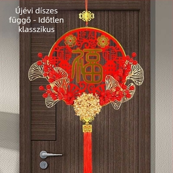 Kínai csomó füzér medál - filcből, kézi és gépi kivitelezés, családi használatra, tavaszi fesztivál stílus