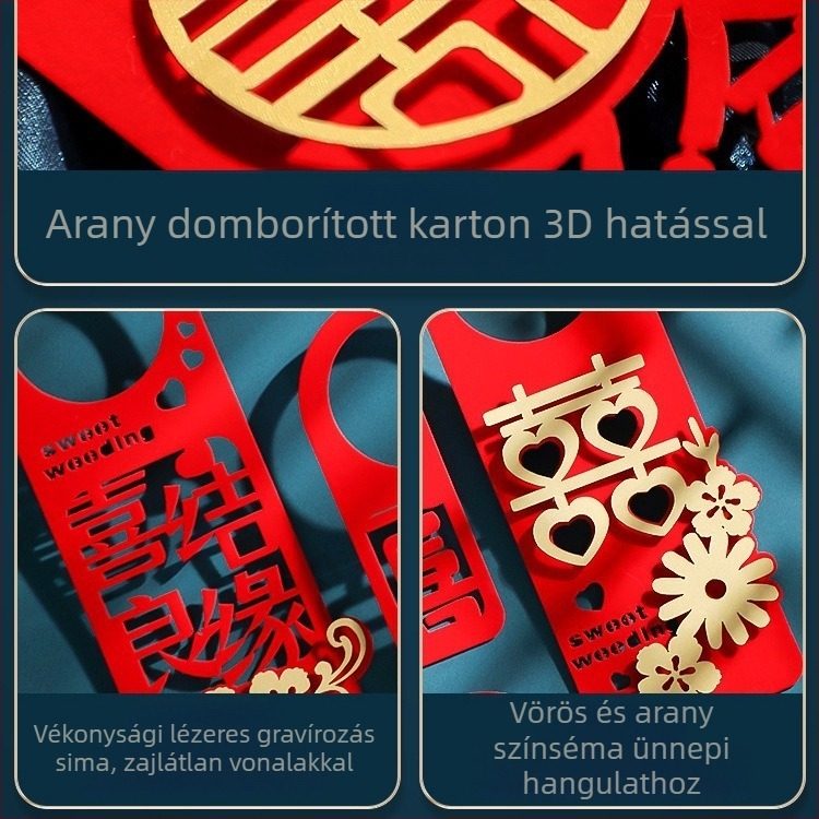 Esküvői kilincsre szánt pendantsz boldogság szimbólummal | anyag: flockolt textil • csomagolás: OPP zacskó • márka: Ruixiang paper cutting • felhasználás: esküvő • kategória: Egyéb esküvői kellékek