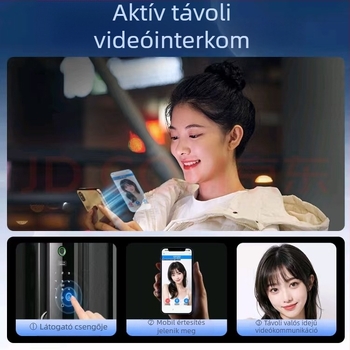 Okos ajtózár ujjlenyomatokkal és jelszóval a házi biztonságért - 300 ujjlenyomat tárolása, kinyitás kevesebb mint 1 s, DC tápegység, modell B87-A