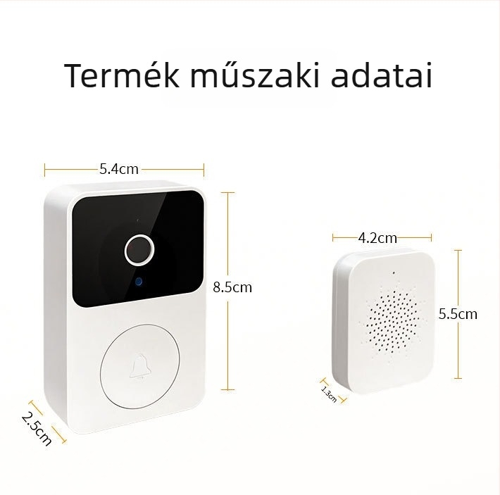 Wi‑Fi okos videó kapucsengő: IP kamera, 3MP/2K felbontás, 4 mm-es objektív, éjszakai látás 10 m-ig, működési hőmérséklet -35°C–60°C