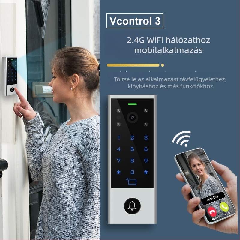 Secukey Vcontrol-3 kártyás hozzáférés-ellenőrző készülék, 1000 felhasználó kapacitás, Wiegand interfész, 125 kHz, 12V DC tápegység