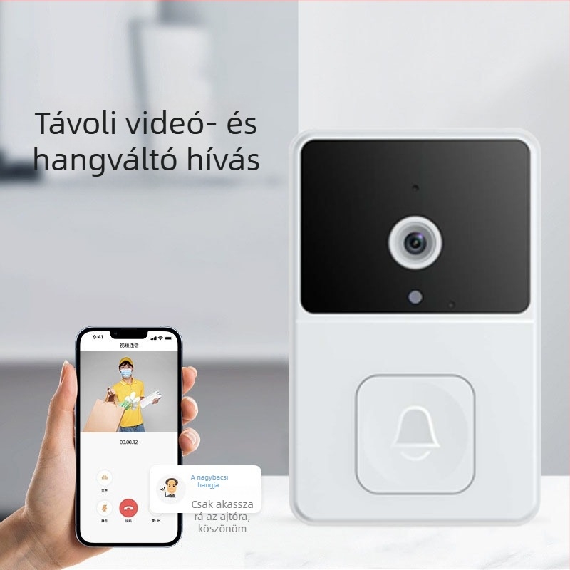WIFI-s videó kaputelefon X1 HD éjjellátással, intelligens hang interkom és automatikus riasztás (töltés 5V, 0.5W)