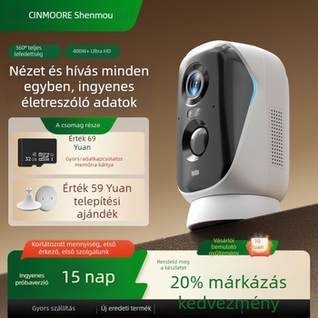 Okos otthoni megfigyelő kamera — 1080p, 2.8mm objektív, éjjellátás, felhőalapú tárhely, távoli vezérlés mobilalkalmazáson keresztül.
