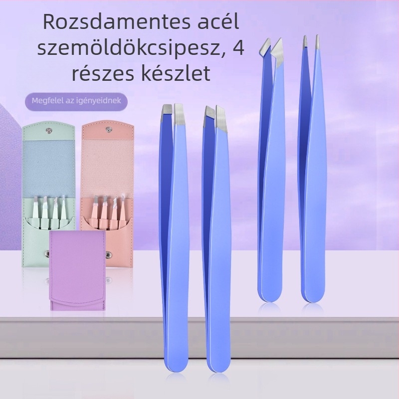 Rozsdamentes acél szemöldök-klipsz készlet ferde és egyenes vágóklipszekkel, banán-klip, szépségápolási eszköz