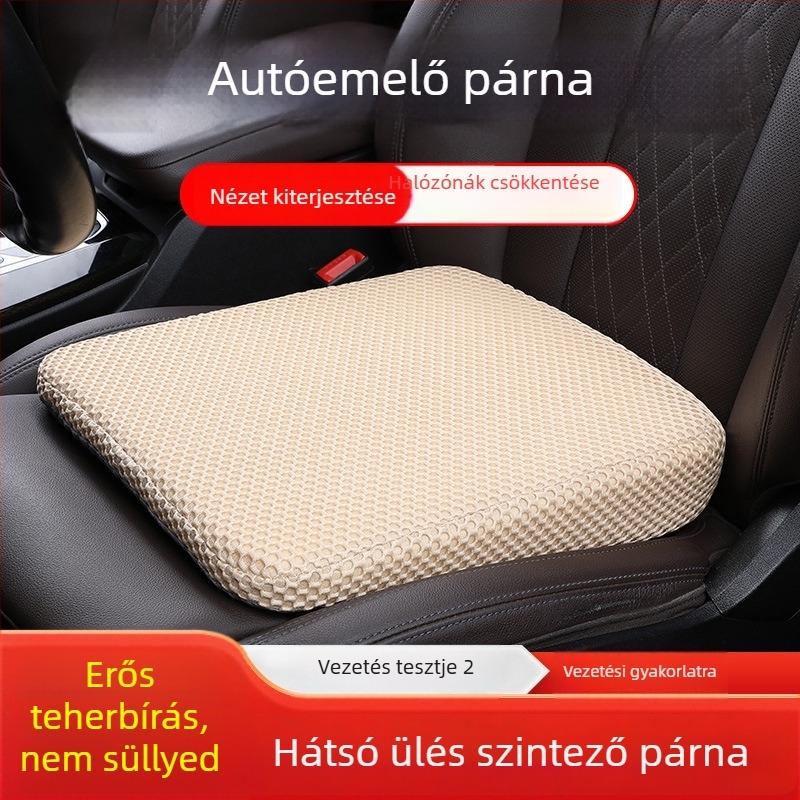 Magasságot növelő autóülés párna vezetés gyakorlásához és vizsgákhoz; töltőanyag: szivacs; felület: XPE hab; szellőzés.