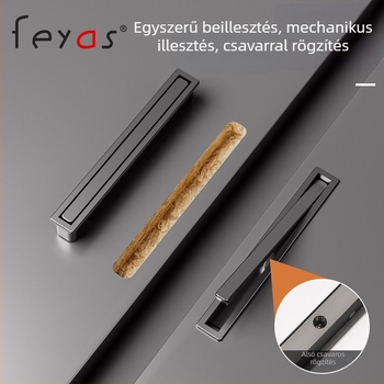 Beépített rejtett fiókhúzó, zinc ötvözet, modern minimalista stílus, modell 6721, fiókokhoz és szekrényekhez, oxidációs felület