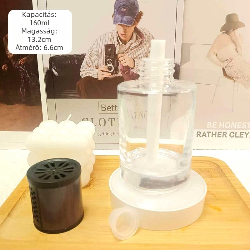 Autó illatosító üveg, magas fehér üveg, Hengya Glass, logónyomtatás elérhető, dekoratív célra