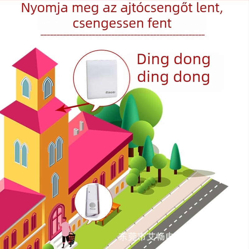 Vezeték nélküli csengő WA-013, DC táplálás, 4,5 V, 32 dallam, beltéri használat