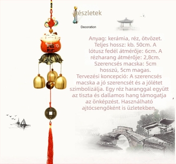 Réz szélcsengő a házhoz – kínai stílusú fém dekoráció