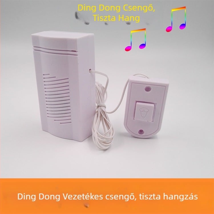 Vezetékes ajtócsengő, modell 036, 3V, működik 2×AA elemmel, csengőhang: Ding-dong