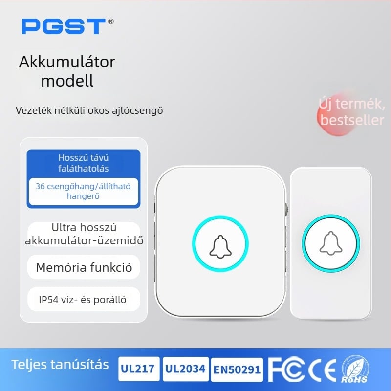 Vezeték nélküli otthoni csengő hosszú hatótávolságú szenzorral és távirányítóval