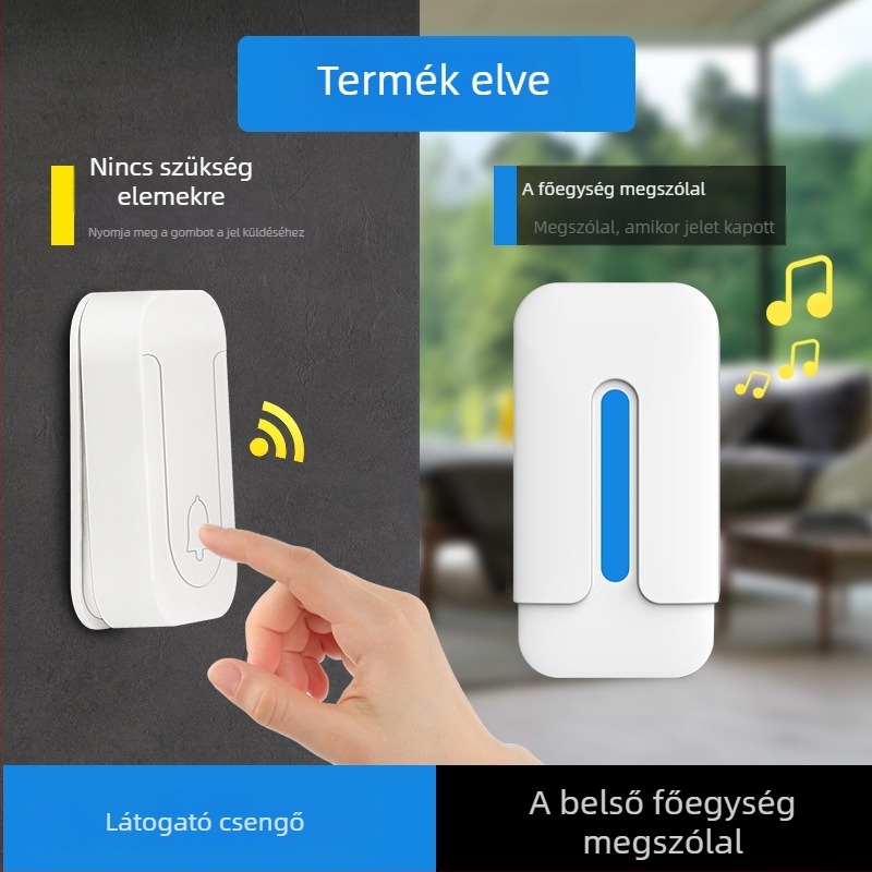 Vezeték nélküli ajtócsengő autonóm energiaellátással, vízálló, hosszú hatótávolságú, hívóberendezés időseknek távirányítóval