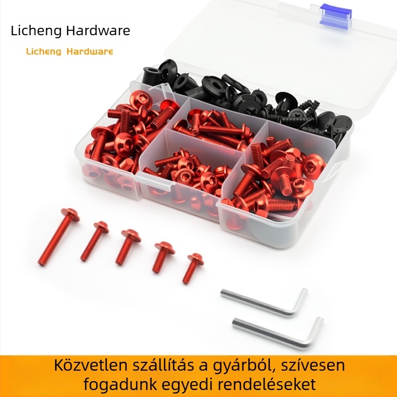 Motorkerékpár szélvédő rögzítőcsavarok, alumínium ötvözet, M5/M6, 177/183/198 darab, általános használat